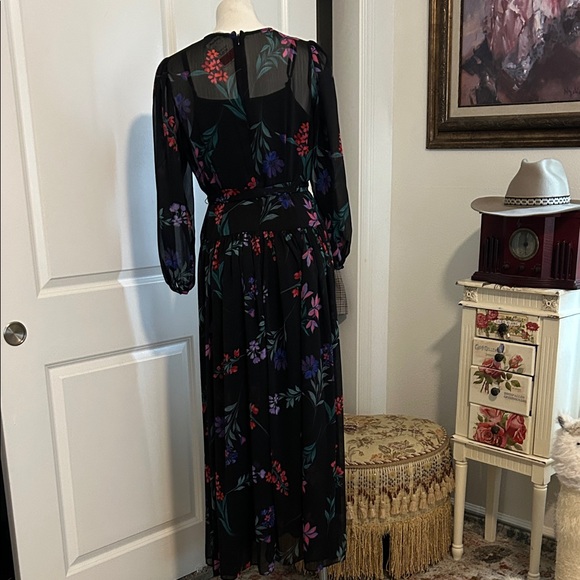 Calvin Klein Black Floral Long Sleeve Dress - Picture 7 of 12